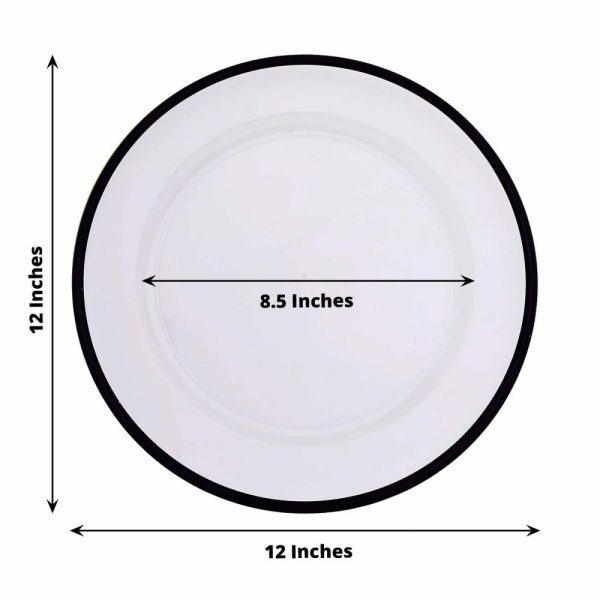 Acrylic & Glass Chargers |  10 Pack Clear Economy Plastic Charger Plates With Black Rim, 12″ Round Dinner Chargers Event Tabletop Decor