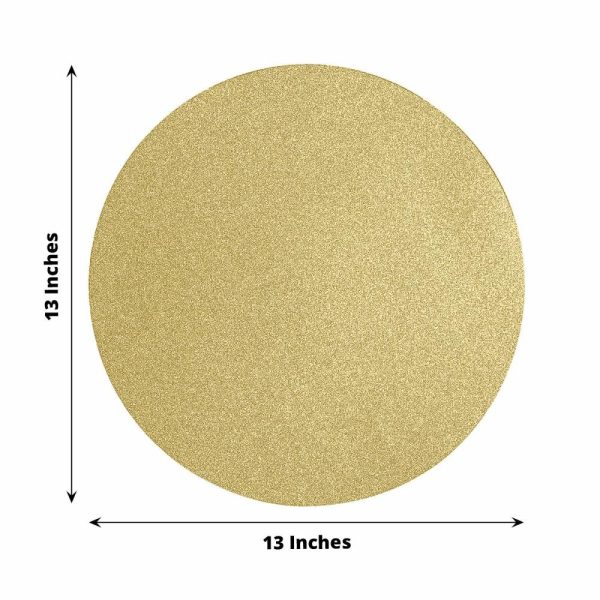 Acrylic & Glass Chargers |  20 Pack 13″ Gold Glitter Round Disposable Dining Placemats, Decorative Paper Table Mats – 210 GSM