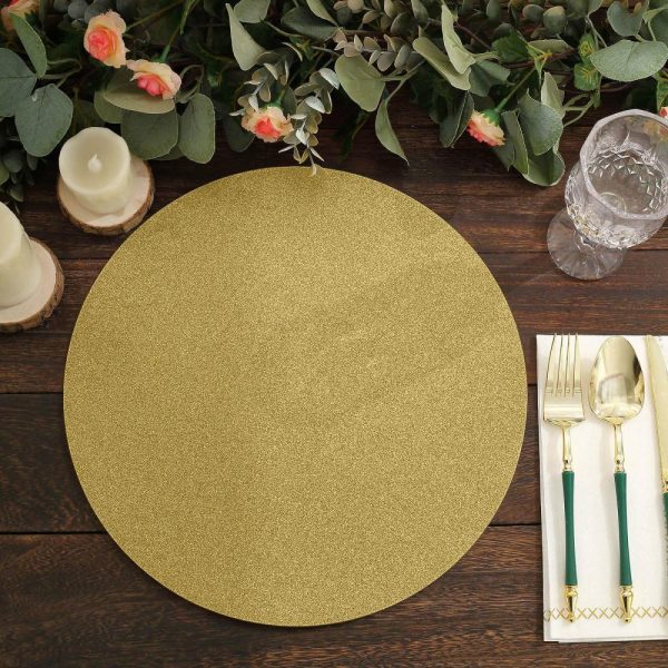 Acrylic & Glass Chargers |  20 Pack 13″ Gold Glitter Round Disposable Dining Placemats, Decorative Paper Table Mats – 210 GSM