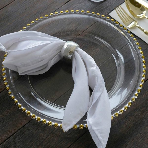 Acrylic & Glass Chargers |  8 Pack 12″ Gold Beaded Round Glass Charger Plates, Event Tabletop Decor