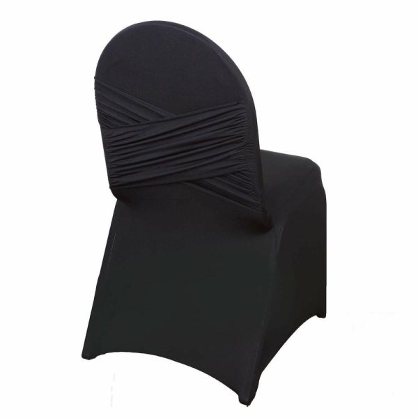 Banquet Chair Covers |  Black Madrid Spandex Fitted Banquet Chair Cover – 180 GSM