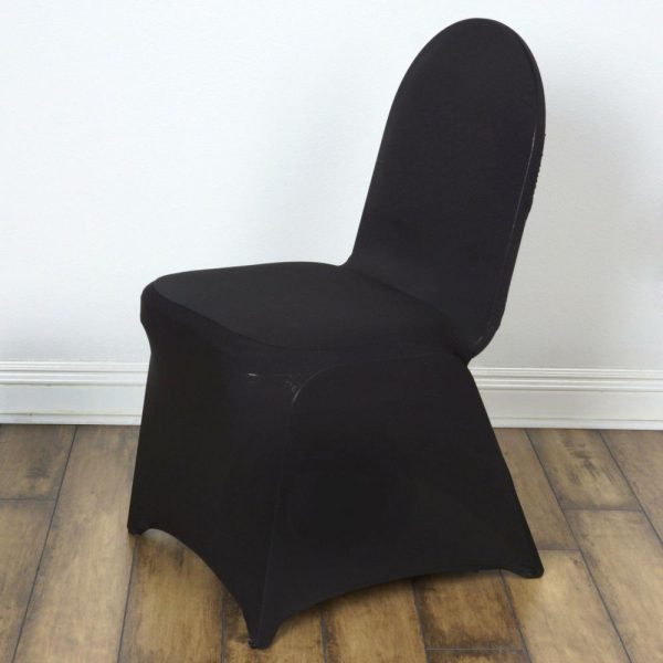 Banquet Chair Covers |  Black Madrid Spandex Fitted Banquet Chair Cover – 180 GSM