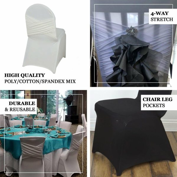 Banquet Chair Covers |  Black Madrid Spandex Fitted Banquet Chair Cover – 180 GSM