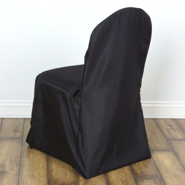 Banquet Chair Covers |  Black Polyester Banquet Chair Cover, Reusable Stain Resistant Slip On Chair Cover