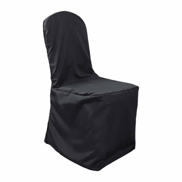 Banquet Chair Covers |  Black Polyester Banquet Chair Cover, Reusable Stain Resistant Slip On Chair Cover