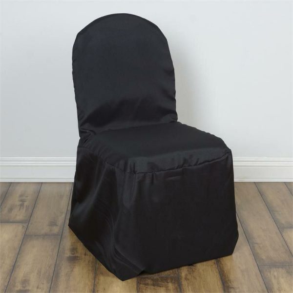 Banquet Chair Covers |  Black Polyester Banquet Chair Cover, Reusable Stain Resistant Slip On Chair Cover