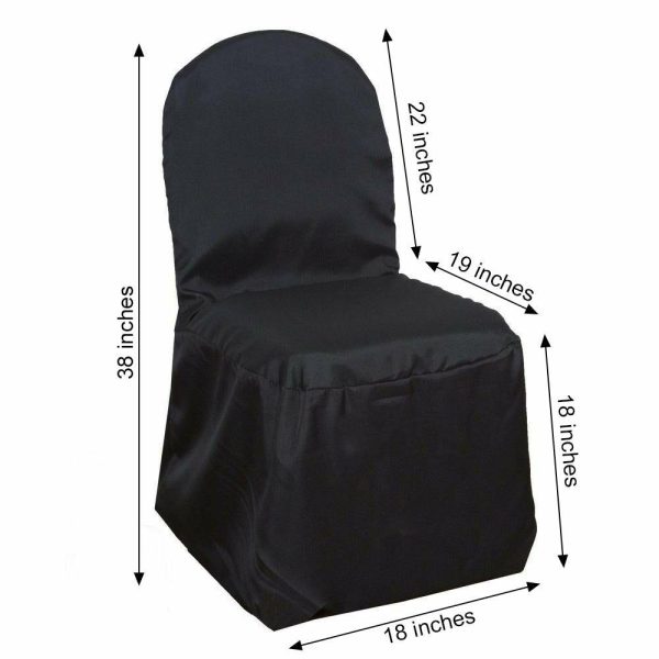 Banquet Chair Covers |  Black Polyester Banquet Chair Cover, Reusable Stain Resistant Slip On Chair Cover