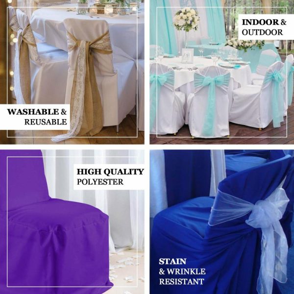 Banquet Chair Covers |  Black Polyester Banquet Chair Cover, Reusable Stain Resistant Slip On Chair Cover