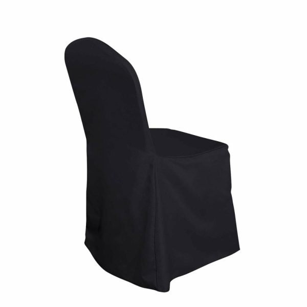 Banquet Chair Covers |  Black Polyester Banquet Chair Cover, Reusable Stain Resistant Slip On Chair Cover