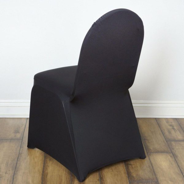 Banquet Chair Covers |  Black Spandex Stretch Fitted Banquet Slip On Chair Cover – 160 GSM