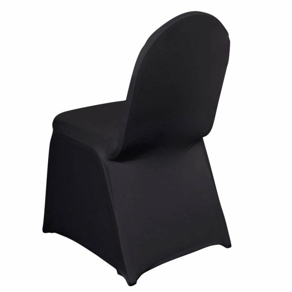 Banquet Chair Covers |  Black Spandex Stretch Fitted Banquet Slip On Chair Cover – 160 GSM