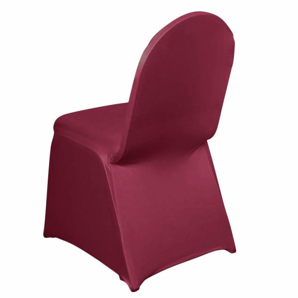 Banquet Chair Covers |  Burgundy Spandex Stretch Fitted Banquet Slip On Chair Cover – 160 GSM