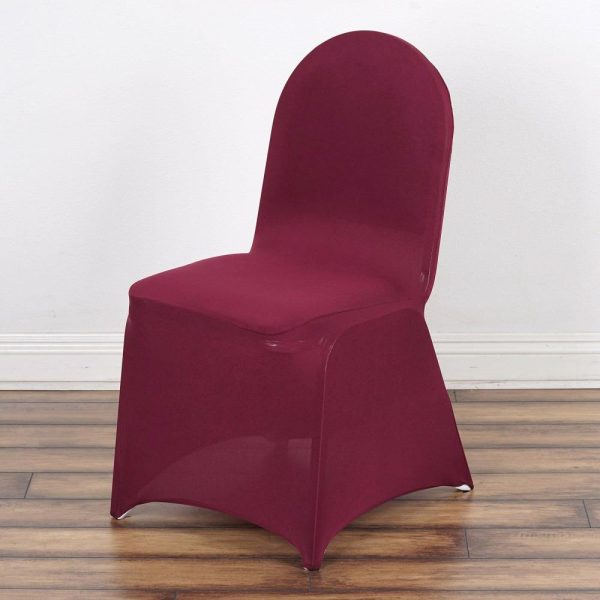 Banquet Chair Covers |  Burgundy Spandex Stretch Fitted Banquet Slip On Chair Cover – 160 GSM