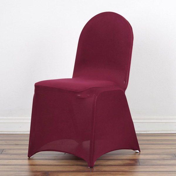 Banquet Chair Covers |  Burgundy Spandex Stretch Fitted Banquet Slip On Chair Cover – 160 GSM