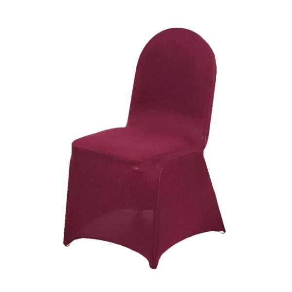 Banquet Chair Covers |  Burgundy Spandex Stretch Fitted Banquet Slip On Chair Cover – 160 GSM