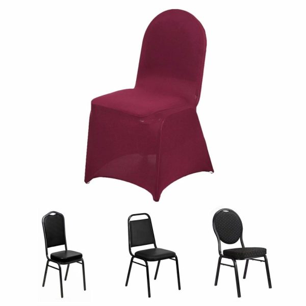 Banquet Chair Covers |  Burgundy Spandex Stretch Fitted Banquet Slip On Chair Cover – 160 GSM