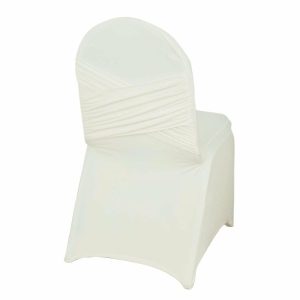 Banquet Chair Covers |  Ivory Madrid Spandex Fitted Banquet Chair Cover – 180 GSM