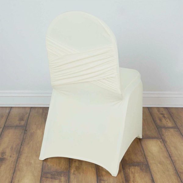 Banquet Chair Covers |  Ivory Madrid Spandex Fitted Banquet Chair Cover – 180 GSM