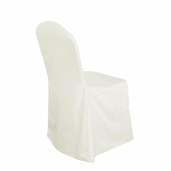 Banquet Chair Covers |  Ivory Polyester Banquet Chair Cover, Reusable Stain Resistant Slip On Chair Cover