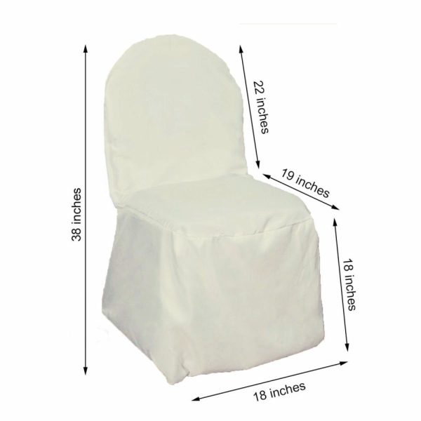 Banquet Chair Covers |  Ivory Polyester Banquet Chair Cover, Reusable Stain Resistant Slip On Chair Cover