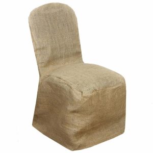 Banquet Chair Covers |  Natural 100% Jute Burlap Banquet Chair Cover, Reusable Rustic Chair Covers