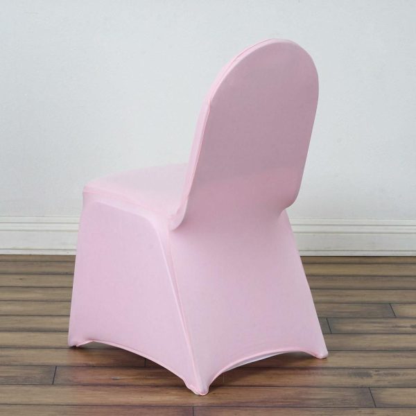 Banquet Chair Covers |  Pink Spandex Stretch Fitted Banquet Slip On Chair Cover 160 GSM