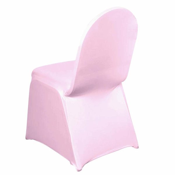 Banquet Chair Covers |  Pink Spandex Stretch Fitted Banquet Slip On Chair Cover 160 GSM