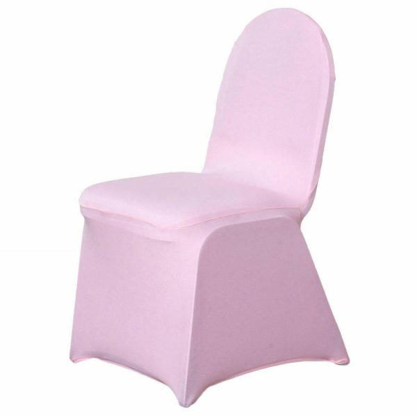 Banquet Chair Covers |  Pink Spandex Stretch Fitted Banquet Slip On Chair Cover 160 GSM