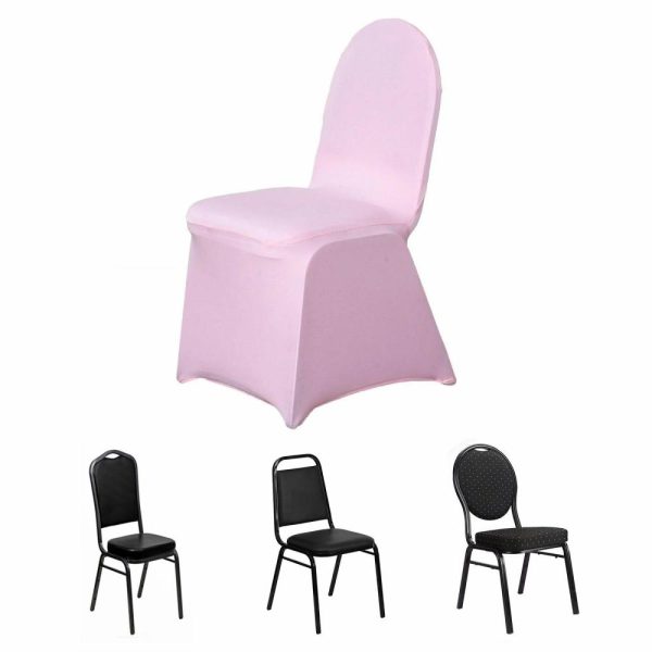 Banquet Chair Covers |  Pink Spandex Stretch Fitted Banquet Slip On Chair Cover 160 GSM