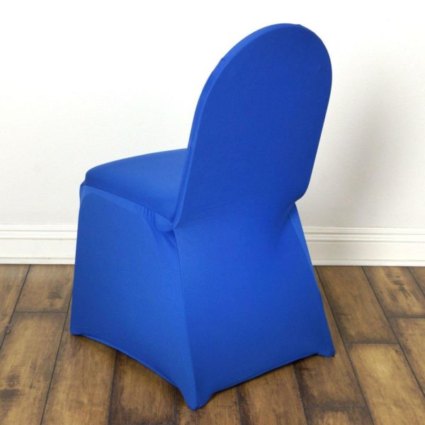 Banquet Chair Covers |  Royal Blue Spandex Stretch Fitted Banquet Slip On Chair Cover 160 GSM