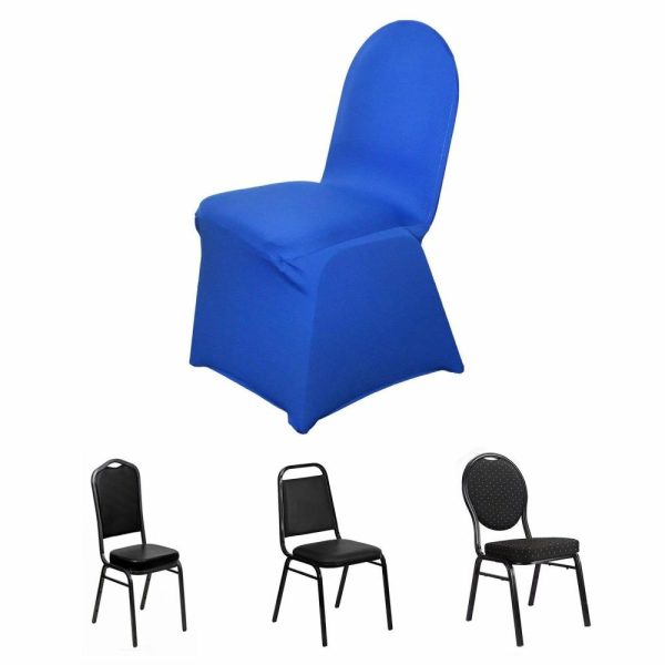 Banquet Chair Covers |  Royal Blue Spandex Stretch Fitted Banquet Slip On Chair Cover 160 GSM