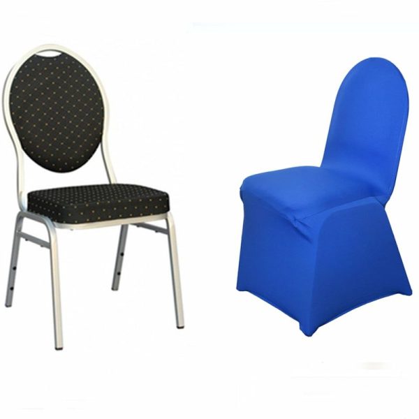 Banquet Chair Covers |  Royal Blue Spandex Stretch Fitted Banquet Slip On Chair Cover 160 GSM