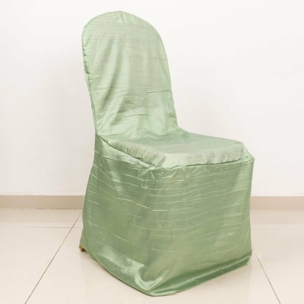 Banquet Chair Covers |  Sage Green Crinkle Crushed Taffeta Banquet Chair Cover, Reusable Wedding Chair Cover