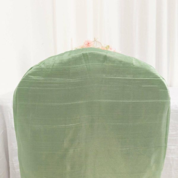 Banquet Chair Covers |  Sage Green Crinkle Crushed Taffeta Banquet Chair Cover, Reusable Wedding Chair Cover