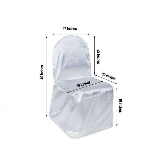 Banquet Chair Covers |  White Glossy Satin Banquet Chair Covers, Reusable Elegant Chair Covers