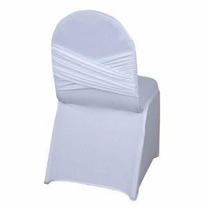 Banquet Chair Covers |  White Madrid Spandex Fitted Banquet Chair Cover – 180 GSM