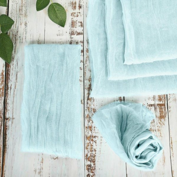 Burlap  |  5 Pack Baby Blue Gauze Cheesecloth Boho Dinner Napkins 24″x19″