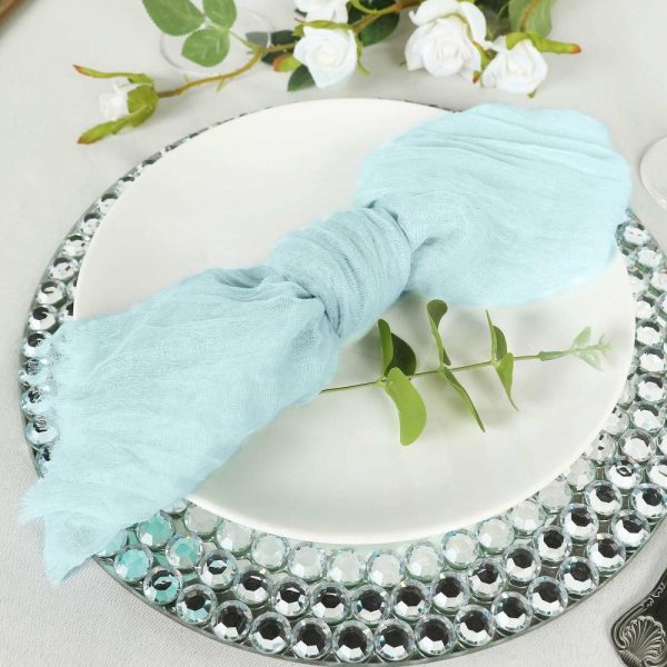 Burlap  |  5 Pack Baby Blue Gauze Cheesecloth Boho Dinner Napkins 24″x19″