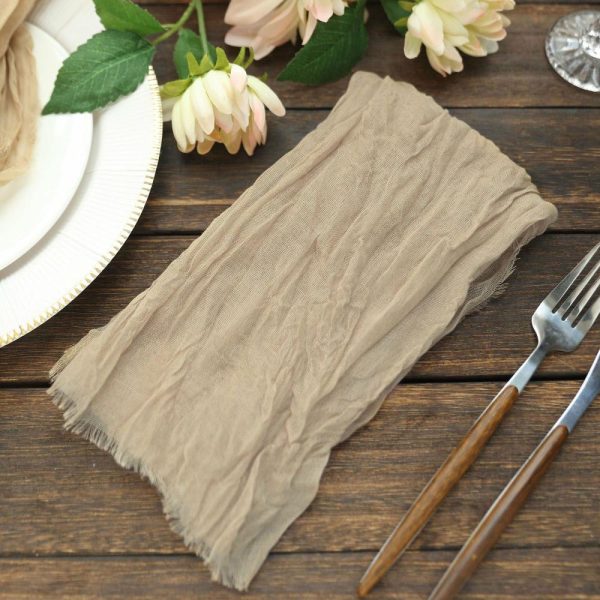 Burlap  |  5 Pack Beige Gauze Cheesecloth Boho Dinner Napkins 24″x19″