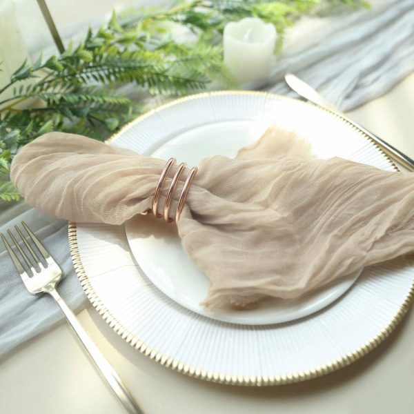 Burlap  |  5 Pack Beige Gauze Cheesecloth Boho Dinner Napkins 24″x19″