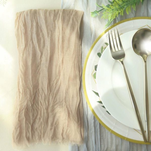 Burlap  |  5 Pack Beige Gauze Cheesecloth Boho Dinner Napkins 24″x19″