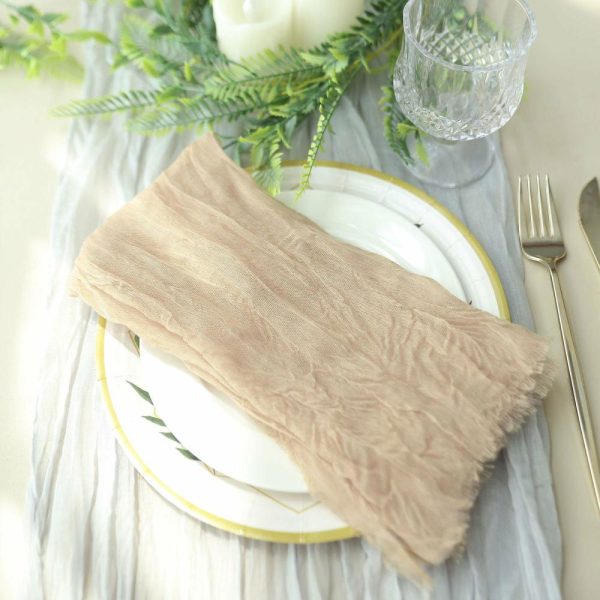 Burlap  |  5 Pack Beige Gauze Cheesecloth Boho Dinner Napkins 24″x19″