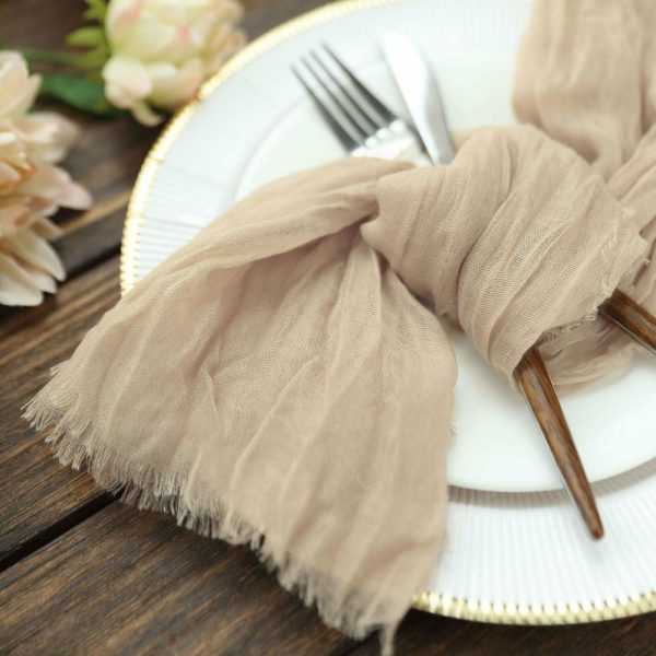 Burlap  |  5 Pack Beige Gauze Cheesecloth Boho Dinner Napkins 24″x19″