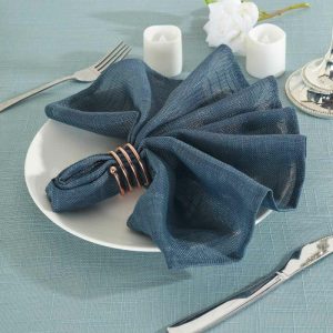 Burlap  |  5 Pack Blue Slubby Textured Cloth Dinner Napkins, Wrinkle Resistant Linen 20″x20″