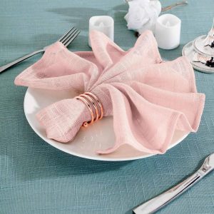 Burlap  |  5 Pack Blush Slubby Textured Cloth Dinner Napkins, Wrinkle Resistant Linen 20″x20″