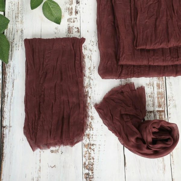 Burlap  |  5 Pack Burgundy Gauze Cheesecloth Boho Dinner Napkins 24″x19″