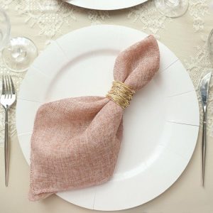 Burlap  |  5 Pack Dusty Rose Boho Chic Rustic Faux Burlap Cloth Dinner Napkins – 19″x19″