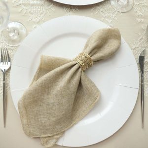 Burlap  |  5 Pack Natural Boho Chic Rustic Faux Burlap Cloth Dinner Napkins – 19″x19″