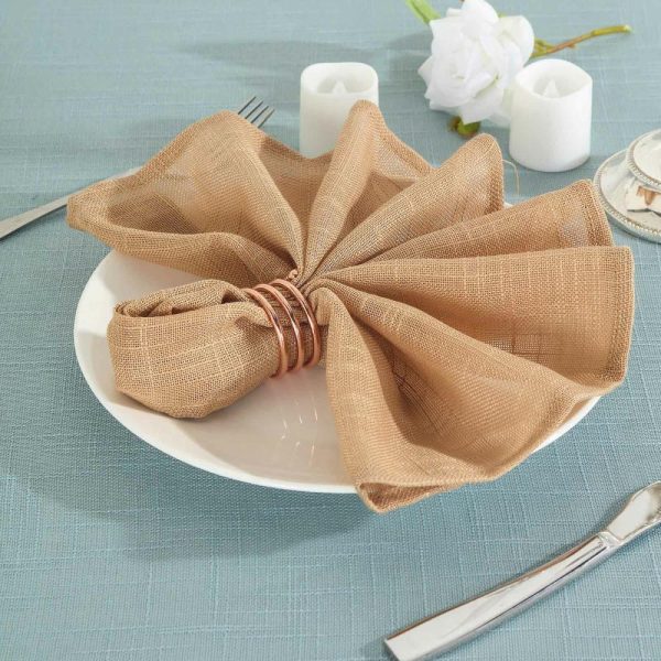 Burlap  |  5 Pack Natural Slubby Textured Cloth Dinner Napkins, Wrinkle Resistant Linen 20″x20″