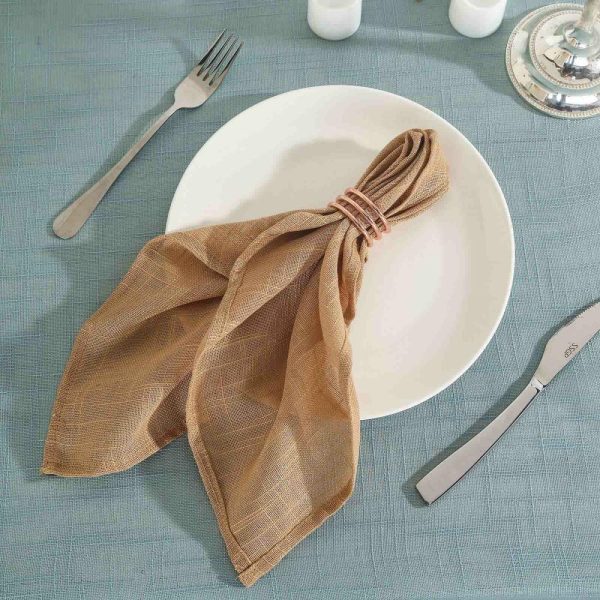 Burlap  |  5 Pack Natural Slubby Textured Cloth Dinner Napkins, Wrinkle Resistant Linen 20″x20″